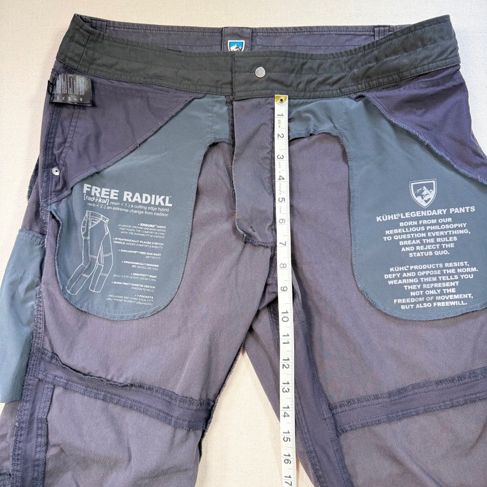Kuhl Free Radikl Mens 35x28 Charcoal Grey Hybrid Hiking Work Pants Stretch